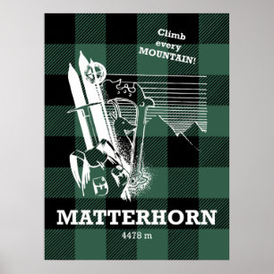 Poster Matterhorn 4478 m, Itália, alpinismo