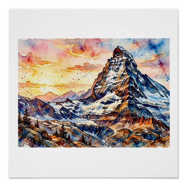Póster Matterhorn ao Nascer do Sol,  (Frente)