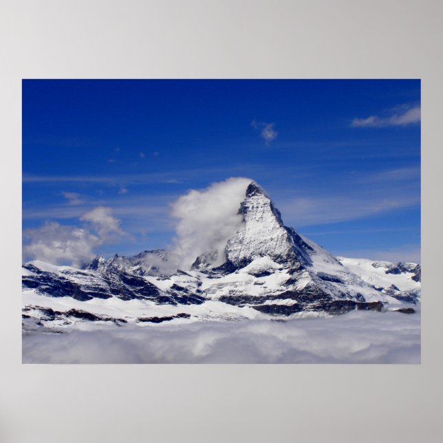 Póster Matterhorn em um mar de nuvem na Suiça (Frente)