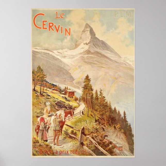 Póster Matterhorn Le Cervin Viagens vintage (Frente)