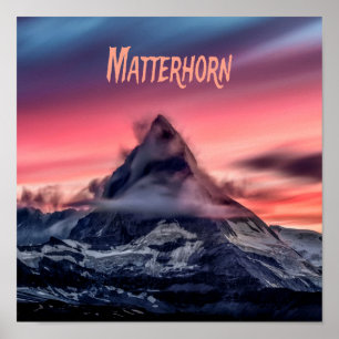 Poster Matterhorn Mountain Europe Alpes Suiça Itália