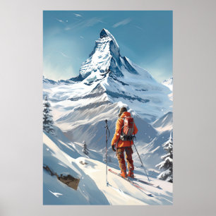 Poster Matterhorn, Zermatt, Suiça, Esqui