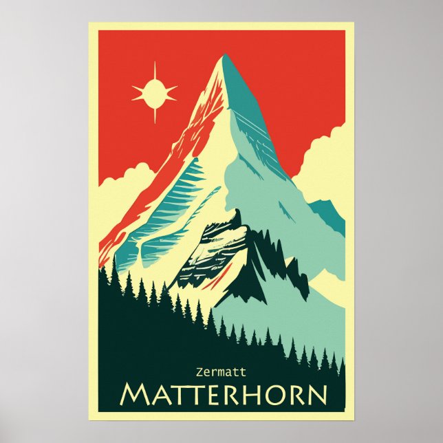 Poster Matterhorn, Zermatt,Suiça,Poster de Esqui (Frente)