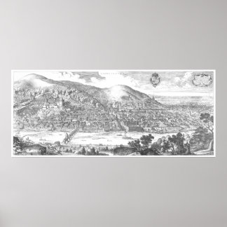 Poster Matthäus Merian: panorama de de Heidelberg de 1620