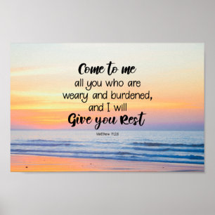 Poster Matthew 11:28 Venha até mim todos que são Bíblias
