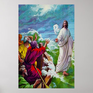Póster Matthew 14:24-33 Jesus caminha no mar