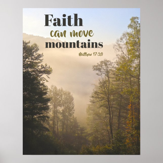 Poster Matthew 17:20 Fé pode mover montanhas (Frente)