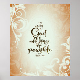 Poster Matthew 19:26 com Deus Todas as Coisas são Possíve