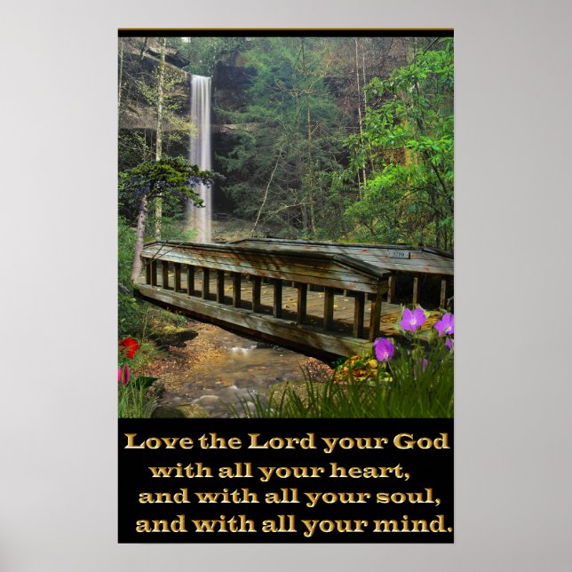 Póster Matthew 22:37 ponte de arte cristã (Frente)
