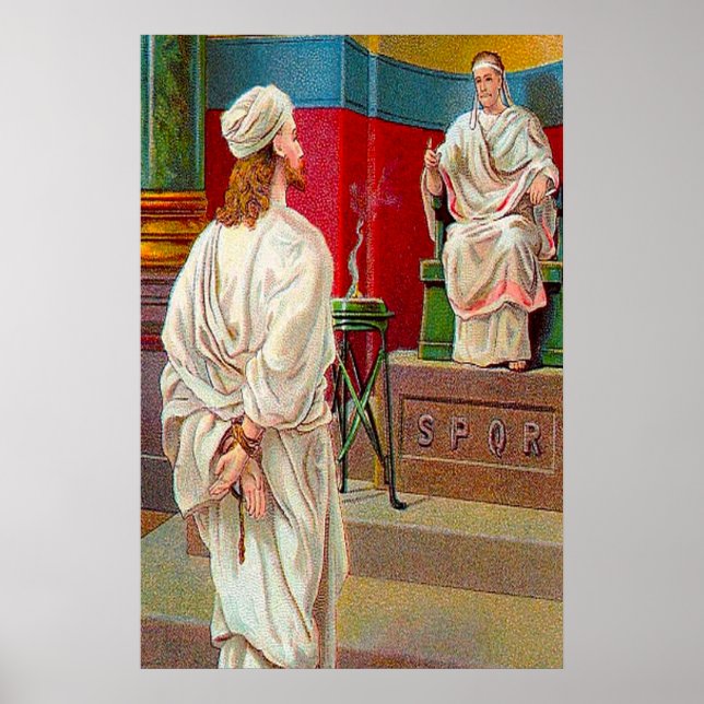 Póster Matthew 27:11-26 Perguntas Pilatos sobre Jesus pos (Frente)