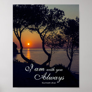 Poster Matthew 28:20 Estou com você sempre Ouro Sunset