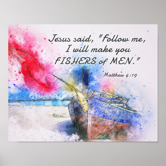 Poster Matthew 4:19 Jesus disse, siga-me Bíblia Verse (Frente)