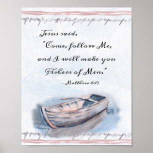Poster Matthew 4:19 Jesus disse, "Venha me seguir" Bíblia