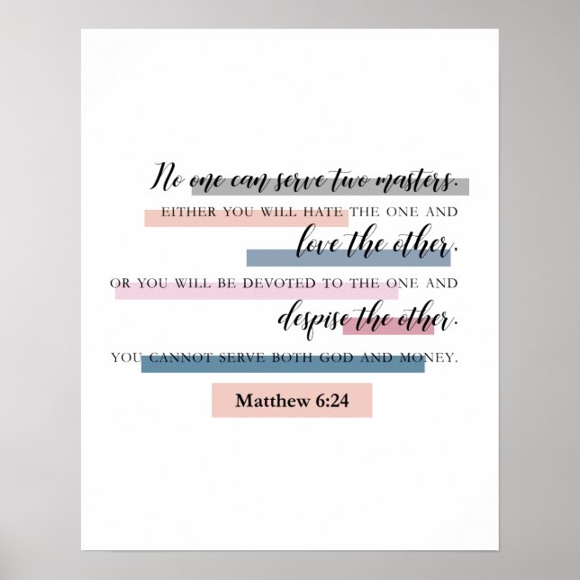 Poster matthew 6:24 bíblia cristã verso decoração (Frente)