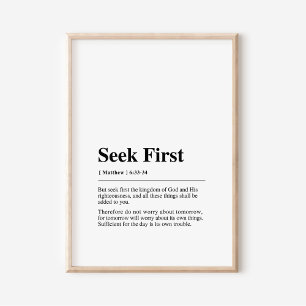 Poster Matthew 6:33-34 Procure primeiro
