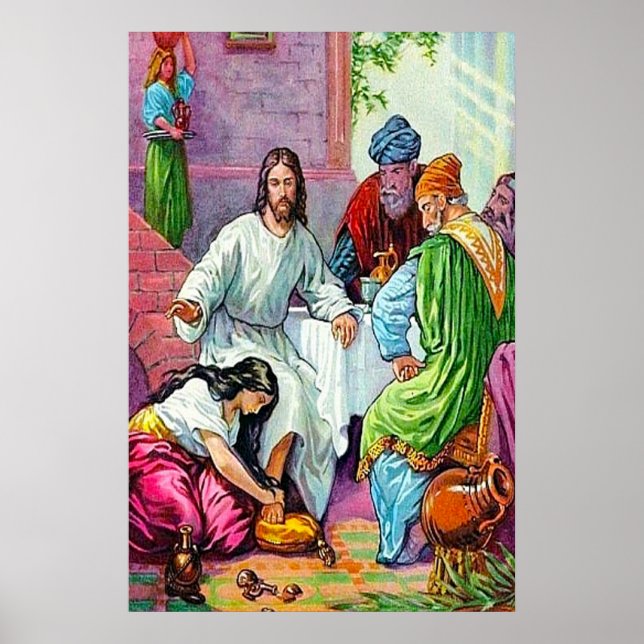 Poster Matthew 7:36-50 Jesus perdoa os pecados de uma mul (Frente)