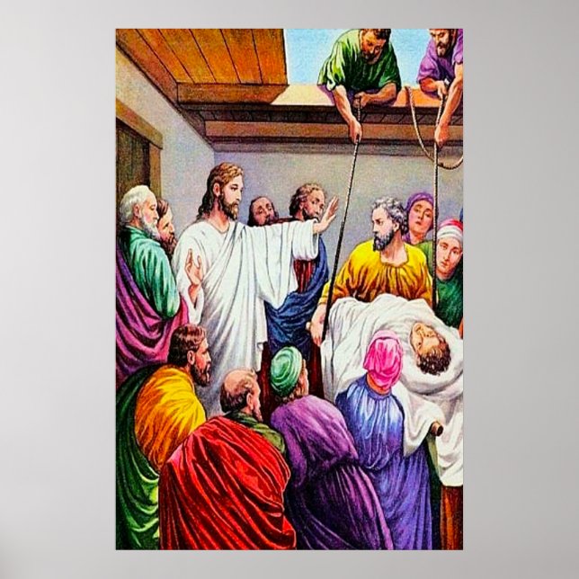 Póster Matthew 9:1-8 Jesus perdoa e cura (Frente)