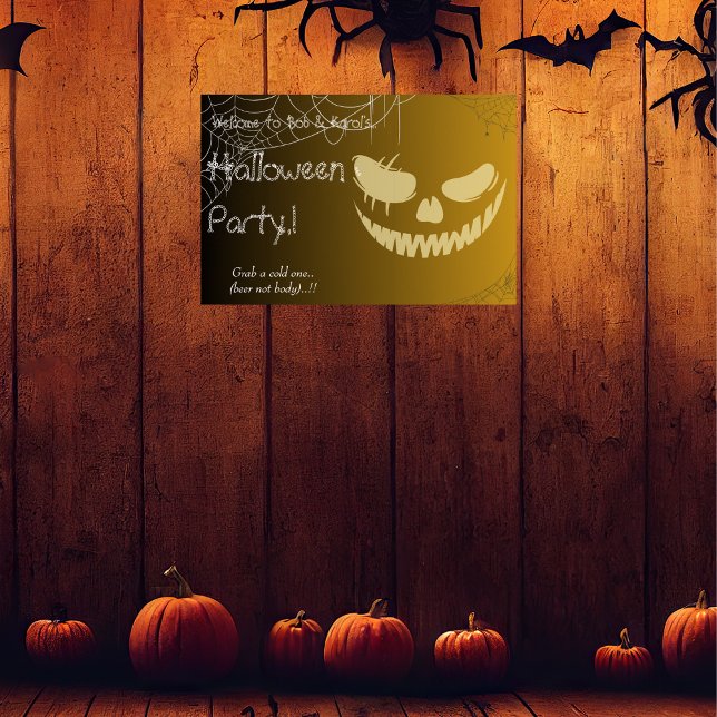 Poster Mau Pumpkin Sorri Festa de Halloween (Evil Pumpkin Smile Halloween Party Poster)