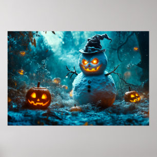 Poster Mau Snowman com Bombas Brilhantes na Floresta Negr