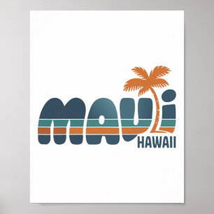Poster Maui Havaí Surf Vintage Praia Surfismo Anos 70 Ret