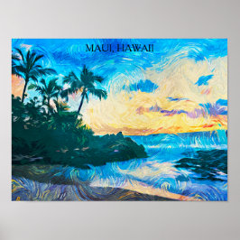 Poster Maui Hawaii Oil Paint Illustration viagem