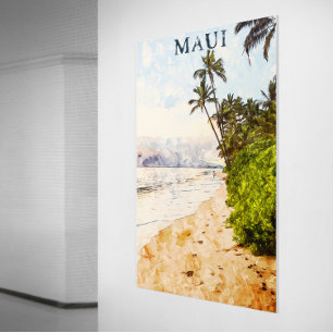 Poster Maui Hawaii Watercolor Illustration viagem