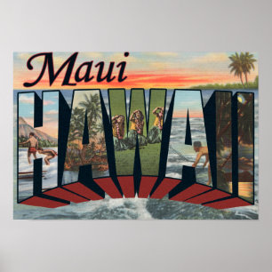 Póster Maui, letra ScenesMaui de HawaiiLarge, HI