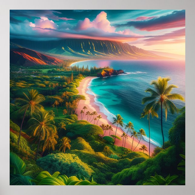Poster Maui Tropical Hawaiian Island Paradise (Frente)