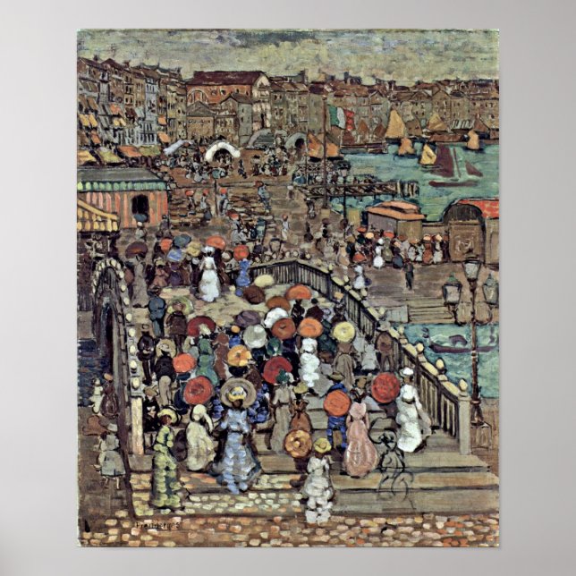 Póster Maurice Brasil Prendergast - Ponte della Paglia (Frente)