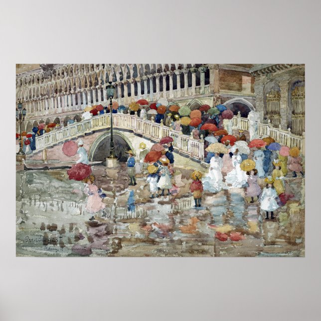 Poster Maurice Brasil Prendergast Umbrellas na Chuva (Frente)