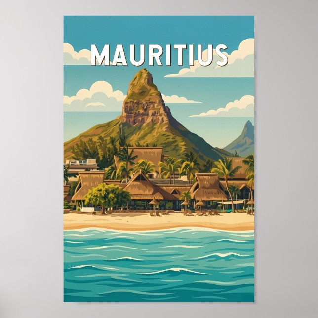 Poster Mauritius Illustration Travel Art Vintage (Frente)