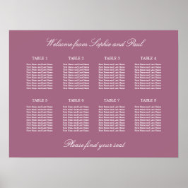 Poster Mauve 8 Mesa de Gráfico de Casamento de Casamento 