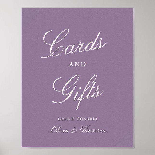Poster Mauve Calligraphy Wedding Cards & Gifts Sign (Frente)