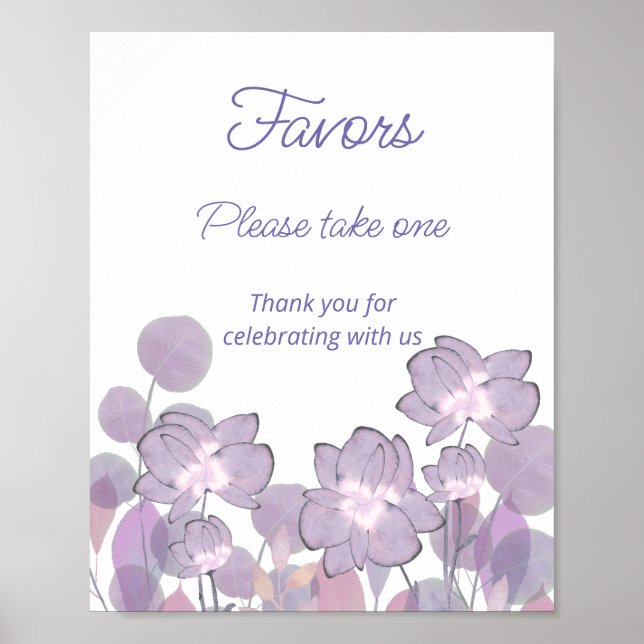 Poster Mauve roxo blush floral Favor pegue um (Frente)