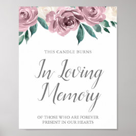 Poster Mauve Watercolor Rosa Floral Wedding Memorial