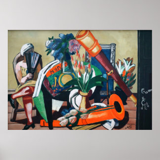 Poster Max Beckmann - Großes Stillleben mit Fernrohr