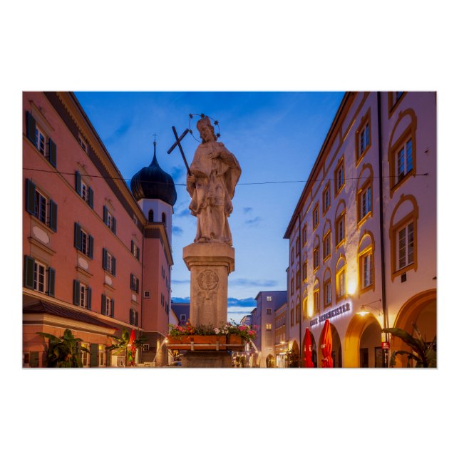 Póster Max-Josefs-Platz und Nepumukbrunnen  bei Abenddämm (Frente)