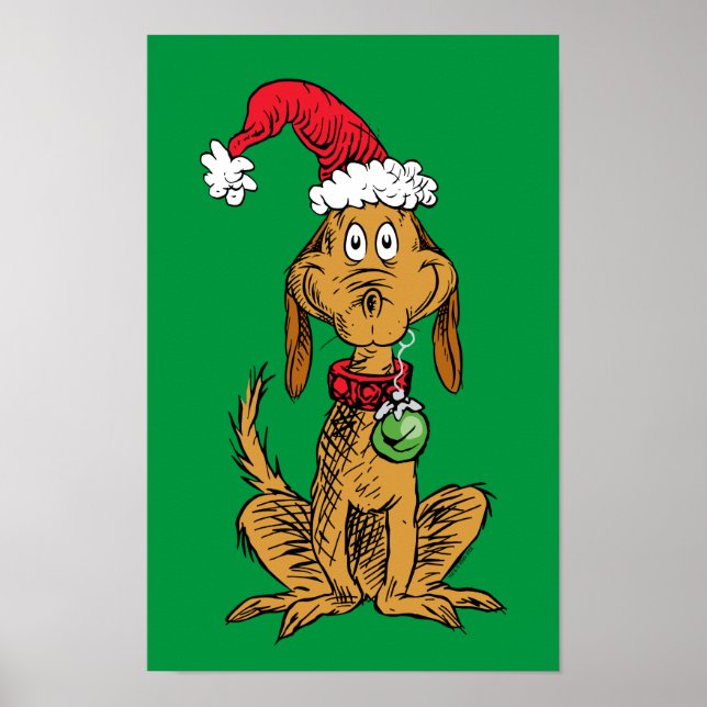 Poster Max o Cão com Chapéu de Papai Noel (Frente)