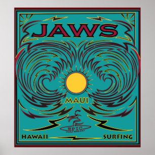 PÓSTER MAXILAS SURFANDO DE MAUI HAVAÍ