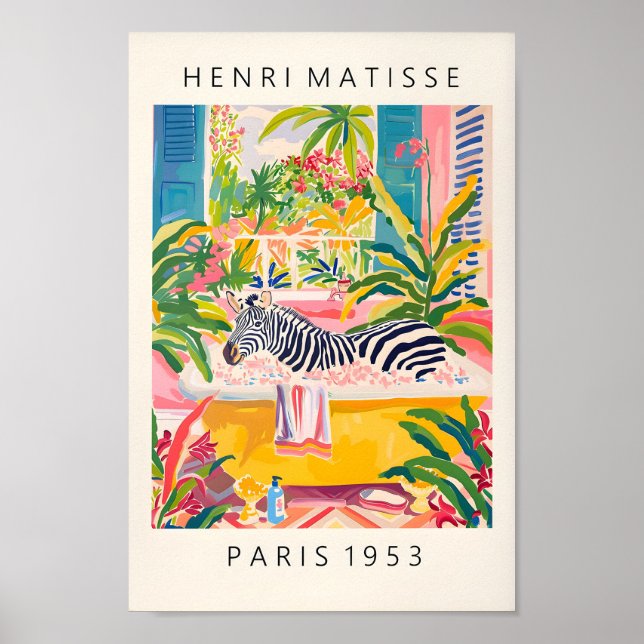 Poster Máxima Arte De Parede, Zebra Na Bathtub Engraçada  (Frente)