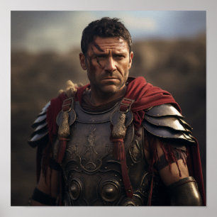 Poster Máximo do General Romano como Gladiador Retiarius 