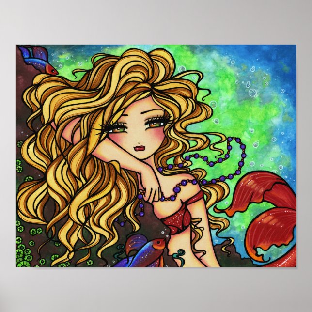 Póster "Maxine" Sereia Beta Fish Fantasy Arte Fada (Frente)