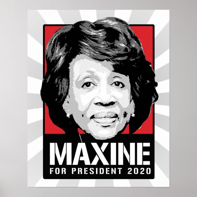 Póster Maxine Waters para o Presidente 2020 - (Frente)