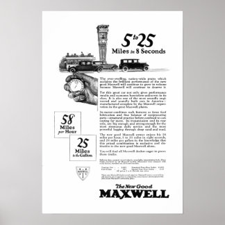 Poster Maxwell Car 5 a 25 Made in New Castle, Indiana