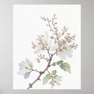 Poster May Hawthorn Birth Flower