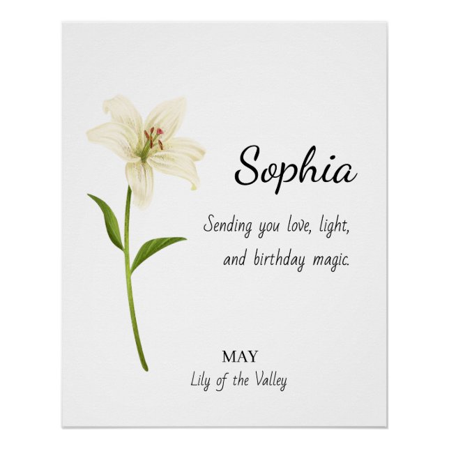 Póster May Lily of the Valley Personalized Birthday (Frente)