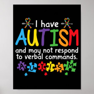 Poster May Not Respond to Verbal Commands Kids Autism Awa