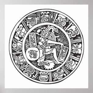 Póster Mayan circle, Mexican hieroglyph(Maya)