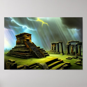 Poster Mayan Temple Ruins Fantasy Art