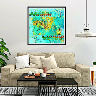 Póster Mayan Turquoise & Ouro Misty Sky